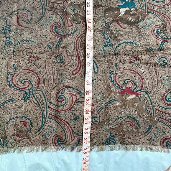 Vintage JH Collectibles Equestrian Horse Hunting theme rayon wool blend scarf - Picture 5 of 9